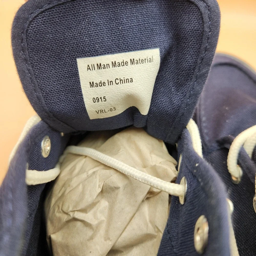 Collection 'O' Boat Shoes Mens Size 9 Navy Canvas High Top Lace Up VRL-03